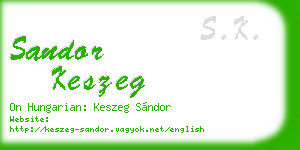 sandor keszeg business card